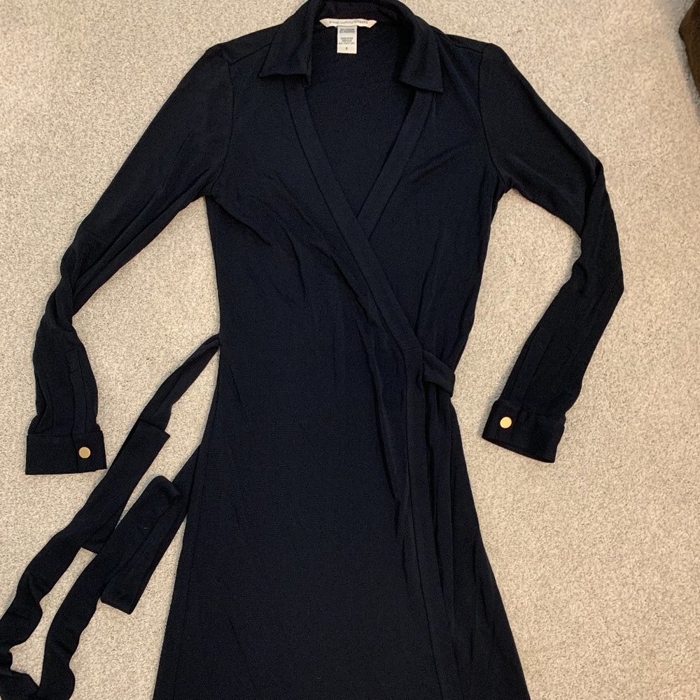 DVF Navy Wrap Dress